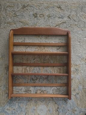 Vintage Wooden Wall-Mounted Spice Rack Shelf - Warm Brown